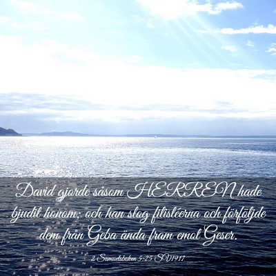 Picture 03 - 2 Samuelsboken 5:25 SV1917 - David gjorde såsom HERREN hade bjudit honom; och - Bible Verse Picture