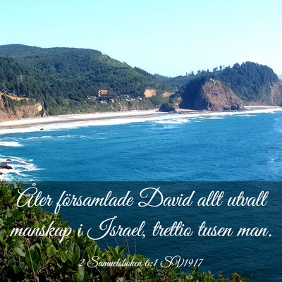 Picture 03 - 2 Samuelsboken 6:1 SV1917 - Åter församlade David allt utvalt manskap i - Bible Verse Picture