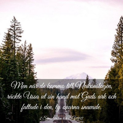Picture 03 - 2 Samuelsboken 6:6 SV1917 - Men när de kommo till Nakonslogen, räckte Ussa - Bible Verse Picture