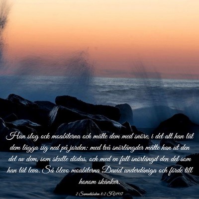 Picture 03 - 2 Samuelsboken 8:2 SV1917 - Han slog ock moabiterna och mätte dem med - Bible Verse Picture