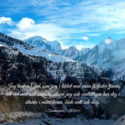 Picture 03 - 2 Timotheosbrevet 1:3 SV1917 - Jag tackar Gud, som jag i likhet med mina - Bible Verse Picture