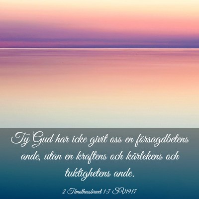 Picture 03 - 2 Timotheosbrevet 1:7 SV1917 - Ty Gud har icke givit oss en försagdbetens ande, - Bible Verse Picture