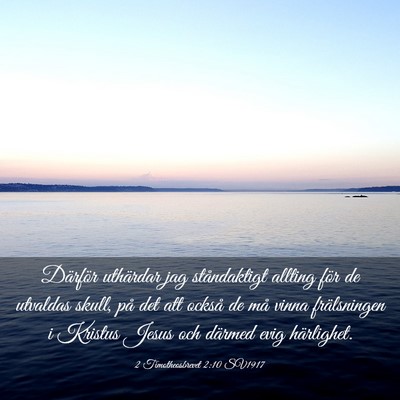 Picture 03 - 2 Timotheosbrevet 2:10 SV1917 - Därför uthärdar jag ståndaktigt allting för - Bible Verse Picture