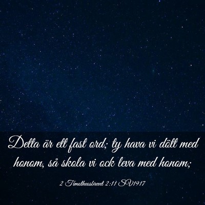 Picture 03 - 2 Timotheosbrevet 2:11 SV1917 - Detta är ett fast ord; ty hava vi dött med - Bible Verse Picture