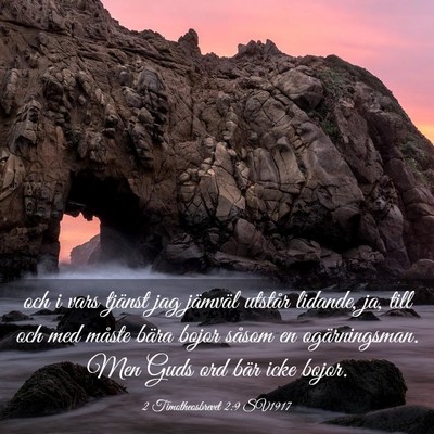 Picture 03 - 2 Timotheosbrevet 2:9 SV1917 - och i vars tjänst jag jämväl utstår lidande, - Bible Verse Picture