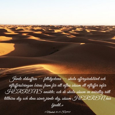 Picture 03 - 3 Mosebok 10:15 SV1917 - Jämte eldsoffren -- fettstyckena -- skola - Bible Verse Picture