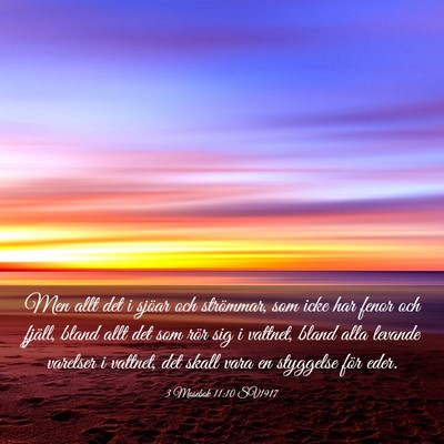 Picture 03 - 3 Mosebok 11:10 SV1917 - Men allt det i sjöar och strömmar, som icke har - Bible Verse Picture