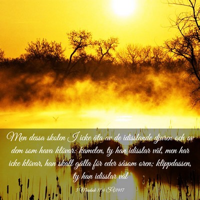 Picture 03 - 3 Mosebok 11:4 SV1917 - Men dessa skolen I icke äta av de idisslande - Bible Verse Picture
