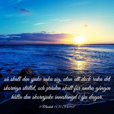 Picture 03 - 3 Mosebok 13:33 SV1917 - så skall den sjuke raka sig, utan att dock raka - Bible Verse Picture