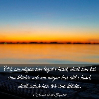 Picture 03 - 3 Mosebok 14:47 SV1917 - Och om någon har legat i huset, skall han två - Bible Verse Picture