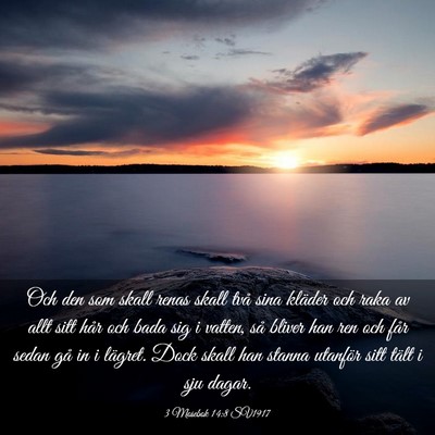 Picture 03 - 3 Mosebok 14:8 SV1917 - Och den som skall renas skall två sina kläder - Bible Verse Picture