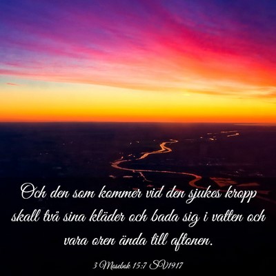Picture 03 - 3 Mosebok 15:7 SV1917 - Och den som kommer vid den sjukes kropp skall - Bible Verse Picture