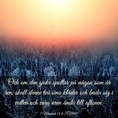 Picture 03 - 3 Mosebok 15:8 SV1917 - Och om den sjuke spottar på någon som är ren, - Bible Verse Picture