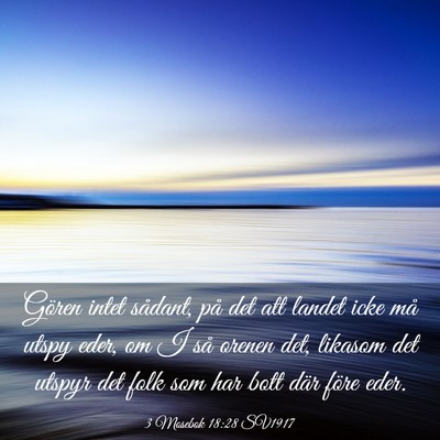 Picture 03 - 3 Mosebok 18:28 SV1917 - Gören intet sådant, på det att landet icke må - Bible Verse Picture