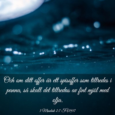 Picture 03 - 3 Mosebok 2:7 SV1917 - Och om ditt offer är ett spisoffer som tillredes - Bible Verse Picture
