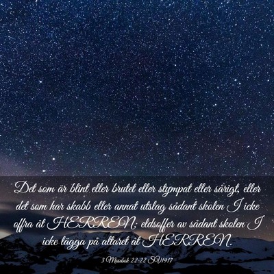 Picture 03 - 3 Mosebok 22:22 SV1917 - Det som är blint eller brutet eller stympat - Bible Verse Picture