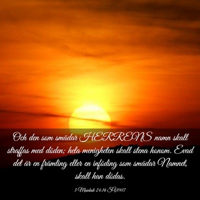 Picture 03 - 3 Mosebok 24:16 SV1917 - Och den som smädar HERRENS namn skall straffas - Bible Verse Picture