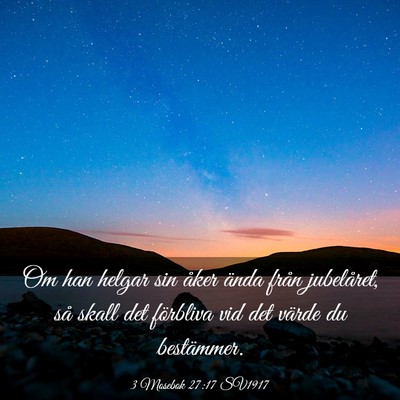 Picture 03 - 3 Mosebok 27:17 SV1917 - Om han helgar sin åker ända från jubelåret, - Bible Verse Picture