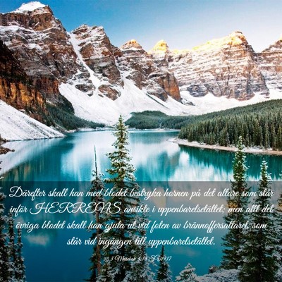Picture 03 - 3 Mosebok 4:18 SV1917 - Därefter skall han med blodet bestryka hornen - Bible Verse Picture