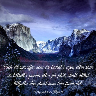 Picture 03 - 3 Mosebok 7:9 SV1917 - Och ett spisoffer som är bakat i ugn, eller som - Bible Verse Picture