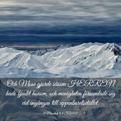 Picture 03 - 3 Mosebok 8:4 SV1917 - Och Mose gjorde såsom HERREN hade bjudit honom, - Bible Verse Picture