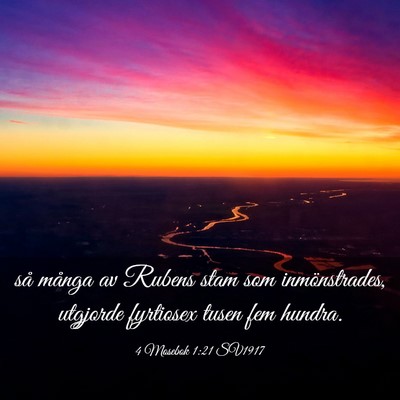 Picture 03 - 4 Mosebok 1:21 SV1917 - så många av Rubens stam som inmönstrades, - Bible Verse Picture