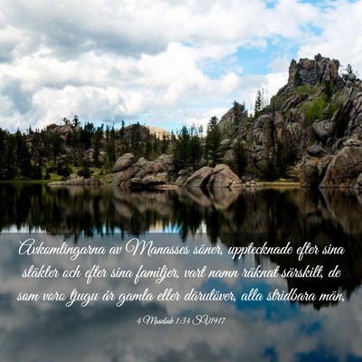 Picture 03 - 4 Mosebok 1:34 SV1917 - Avkomlingarna av Manasses söner, upptecknade - Bible Verse Picture