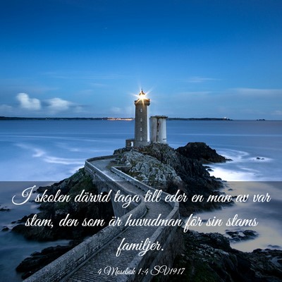 Picture 03 - 4 Mosebok 1:4 SV1917 - I skolen därvid taga till eder en man av var - Bible Verse Picture