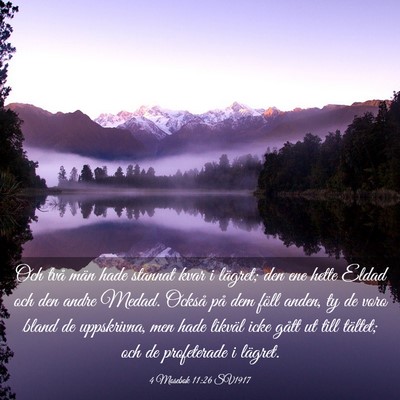 Picture 03 - 4 Mosebok 11:26 SV1917 - Och två män hade stannat kvar i lägret; den - Bible Verse Picture