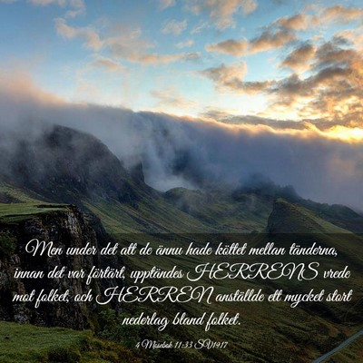 Picture 03 - 4 Mosebok 11:33 SV1917 - Men under det att de ännu hade köttet mellan - Bible Verse Picture
