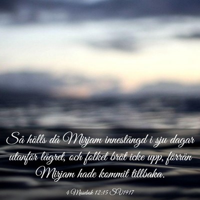 Picture 03 - 4 Mosebok 12:15 SV1917 - Så hölls då Mirjam innestängd i sju dagar - Bible Verse Picture
