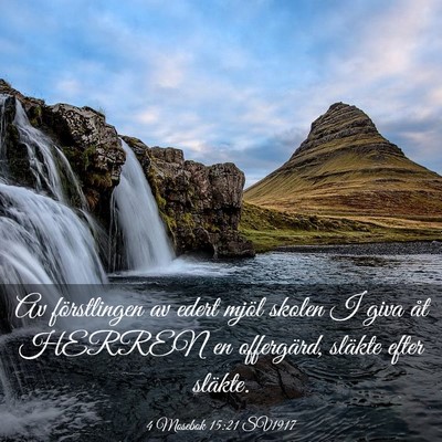 Picture 03 - 4 Mosebok 15:21 SV1917 - Av förstlingen av edert mjöl skolen I giva åt - Bible Verse Picture