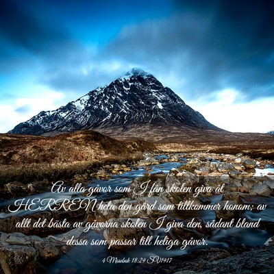 Picture 03 - 4 Mosebok 18:29 SV1917 - Av alla gåvor som I fån skolen giva åt HERREN - Bible Verse Picture