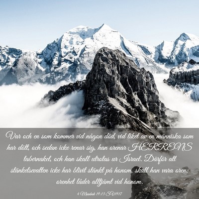 Picture 03 - 4 Mosebok 19:13 SV1917 - Var och en som kommer vid någon död, vid liket - Bible Verse Picture