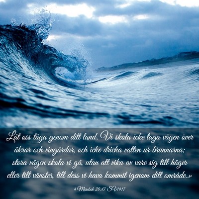 Picture 03 - 4 Mosebok 20:17 SV1917 - Låt oss tåga genom ditt land. Vi skola icke - Bible Verse Picture