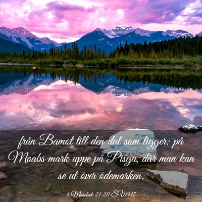 Picture 03 - 4 Mosebok 21:20 SV1917 - från Bamot till den dal som ligger: på Moabs - Bible Verse Picture