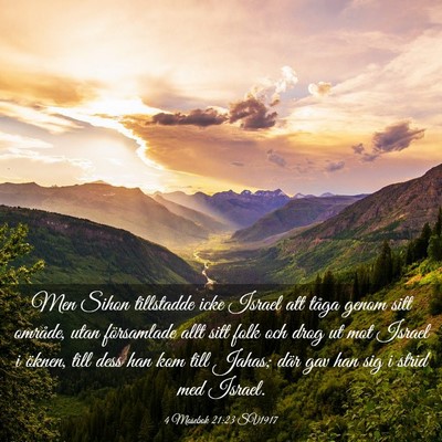 Picture 03 - 4 Mosebok 21:23 SV1917 - Men Sihon tillstadde icke Israel att tåga genom - Bible Verse Picture