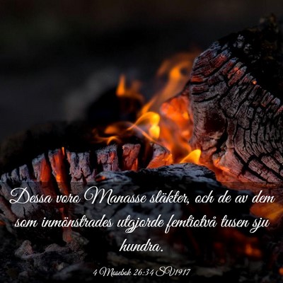 Picture 03 - 4 Mosebok 26:34 SV1917 - Dessa voro Manasse släkter, och de av dem som - Bible Verse Picture