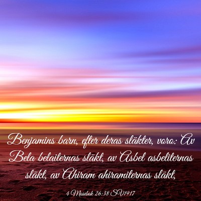Picture 03 - 4 Mosebok 26:38 SV1917 - Benjamins barn, efter deras släkter, voro: Av - Bible Verse Picture