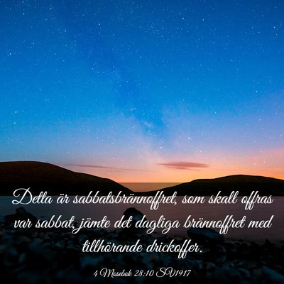 Picture 03 - 4 Mosebok 28:10 SV1917 - Detta är sabbatsbrännoffret, som skall offras - Bible Verse Picture