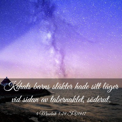 Picture 03 - 4 Mosebok 3:29 SV1917 - Kehats barns släkter hade sitt läger vid sidan - Bible Verse Picture