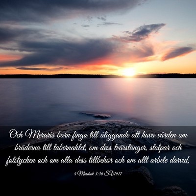 Picture 03 - 4 Mosebok 3:36 SV1917 - Och Meraris barn fingo till åliggande att hava - Bible Verse Picture