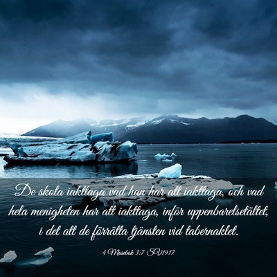 Picture 03 - 4 Mosebok 3:7 SV1917 - De skola iakttaga vad han har att iakttaga, och - Bible Verse Picture