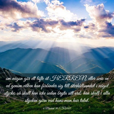 Picture 03 - 4 Mosebok 30:3 SV1917 - om någon gör ett löfte åt HERREN, eller svär - Bible Verse Picture