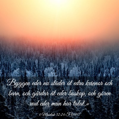 Picture 03 - 4 Mosebok 32:24 SV1917 - Byggen eder nu städer åt edra kvinnor och barn, - Bible Verse Picture