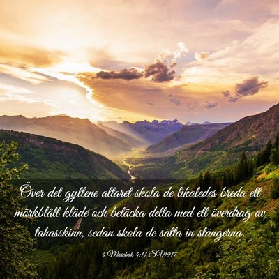 Picture 03 - 4 Mosebok 4:11 SV1917 - Över det gyllene altaret skola de likaledes - Bible Verse Picture