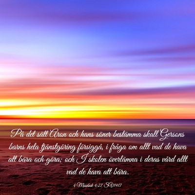 Picture 03 - 4 Mosebok 4:27 SV1917 - På det sätt Aron och hans söner bestämma - Bible Verse Picture