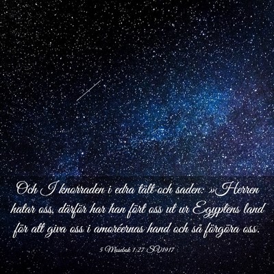 Picture 03 - 5 Mosebok 1:27 SV1917 - Och I knorraden i edra tält och saden: »Herren - Bible Verse Picture