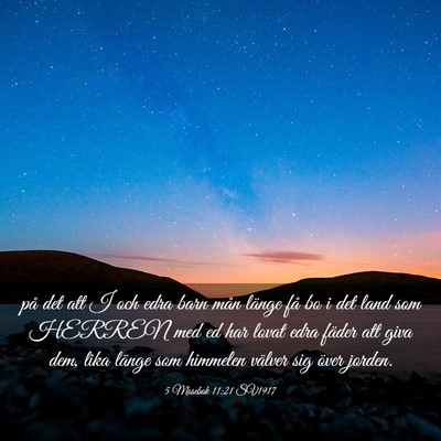 Picture 03 - 5 Mosebok 11:21 SV1917 - på det att I och edra barn mån länge få bo i - Bible Verse Picture