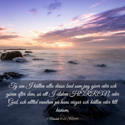 Picture 03 - 5 Mosebok 11:22 SV1917 - Ty om I hållen alla dessa bud som jag giver eder - Bible Verse Picture